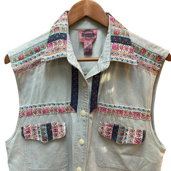 Vintage Cambridge Country Store Embroidered Denim Shirt Western Cowgirl Size 8 - Picture 3 of 5